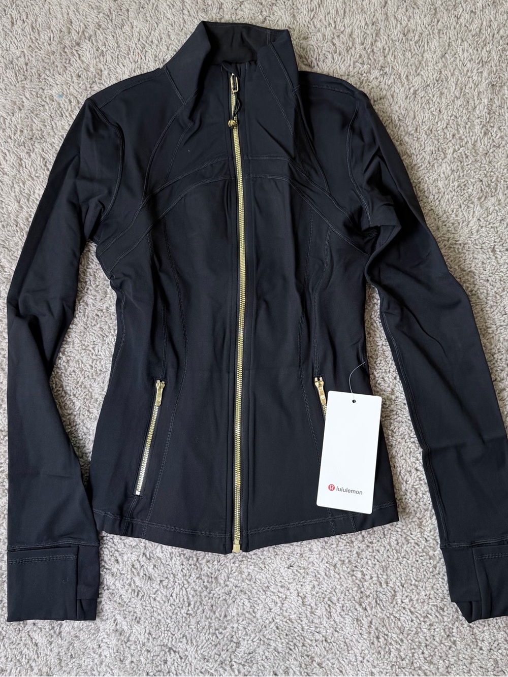 lululemon athletica Black Bomber Jacket with Gold Zippers